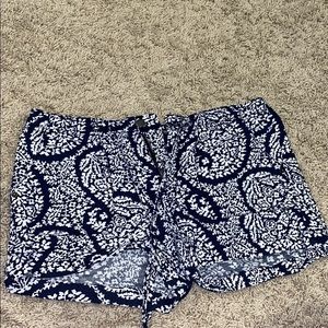 Blue and White Patterned Dress Shorts